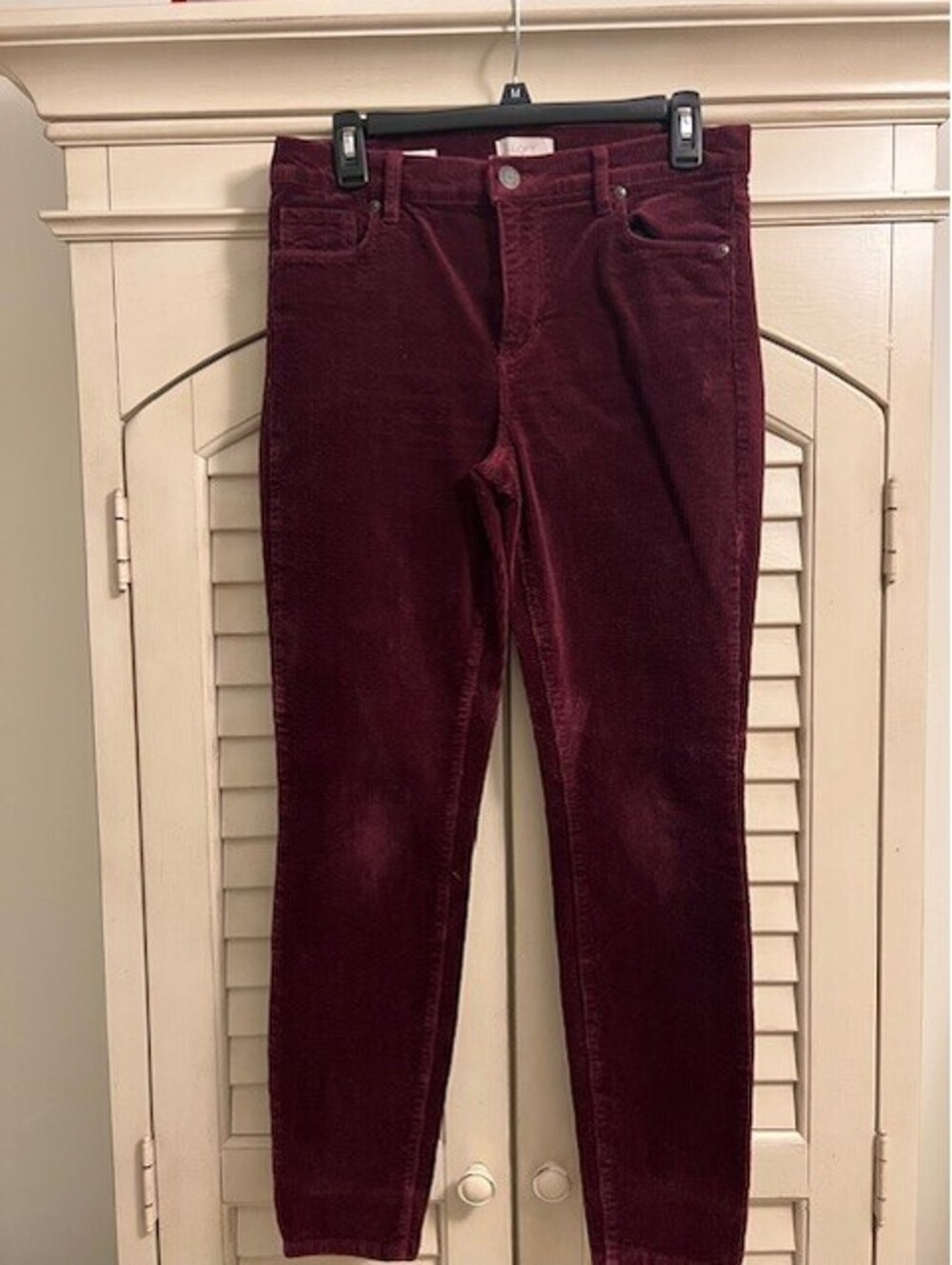 LOFT Womens Modern Skinny Corduroy Pants Stretch Solid Burgundy - Size 6